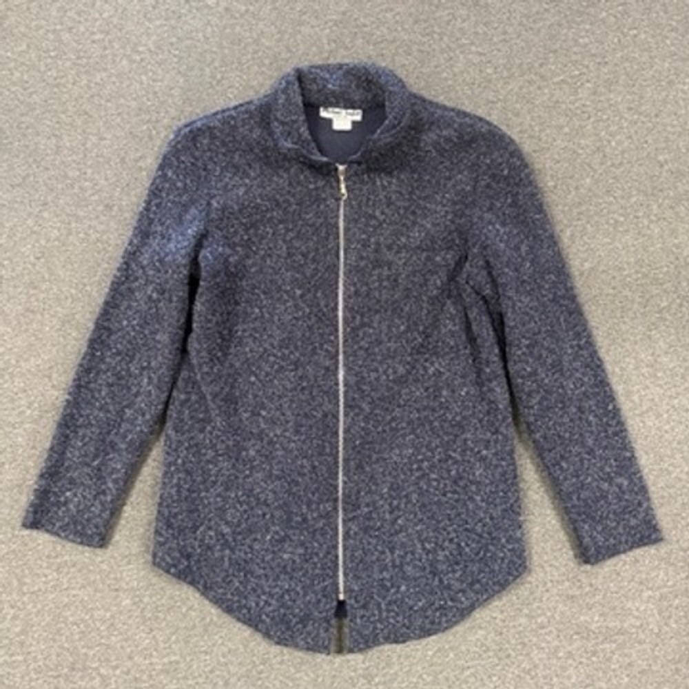 Vintage Michael Taylor Full Zip Jacket Womens Small Blue Good Marled Mock Neck